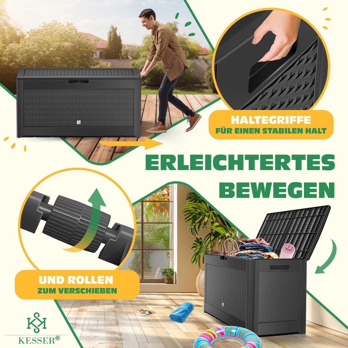 KESSER® Opbergbox 310L - Inklapbaare - Tuinkist - Antraciet •