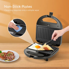 Tosti apparaat - Tosti ijzer - Contactgrill - Wafelijzer - 750W - Zwart - Aigostar