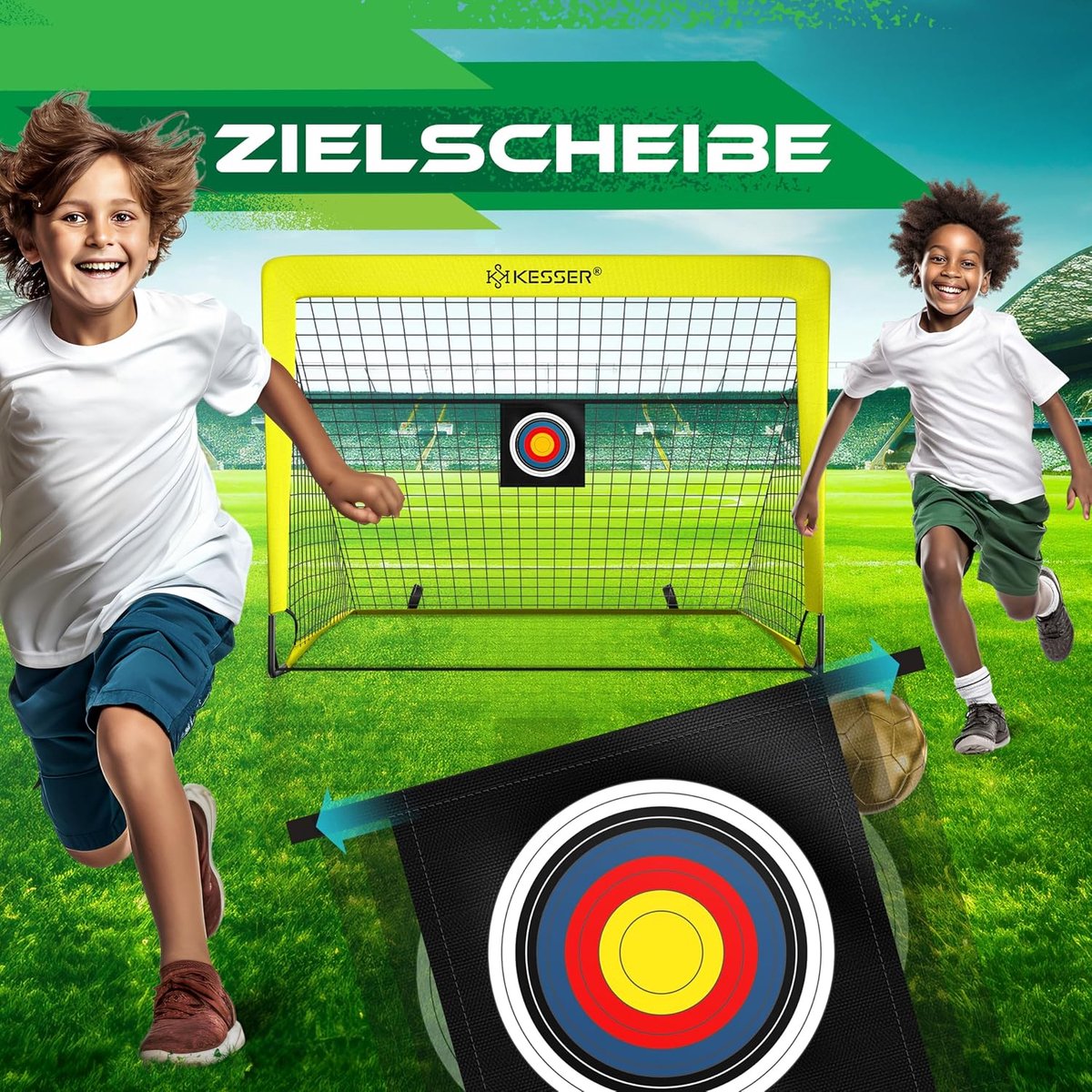 KESSER® Voetbaldoel voor kinderen - Pop-up - set van 2 - Zwart / Geel