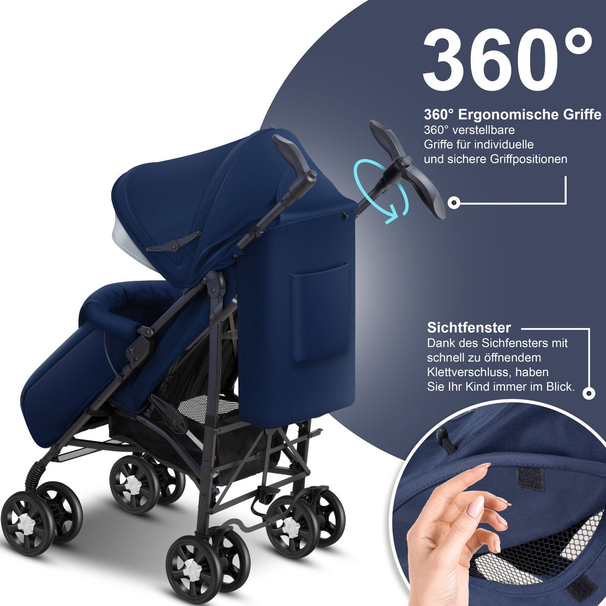 KIDIZ® Kinderwagen - Wandelwagen - Kinderbuggy - Blauw •