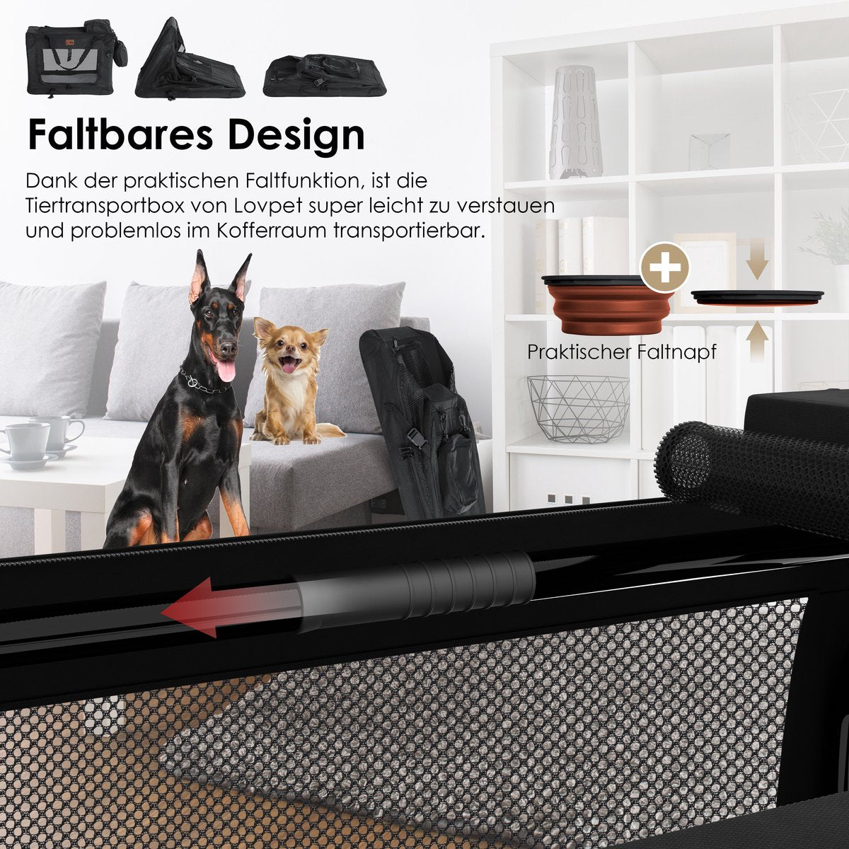 LOVPET® Hondenbench - Hondenbox - Transportbox - 102x69x69 - Zwart