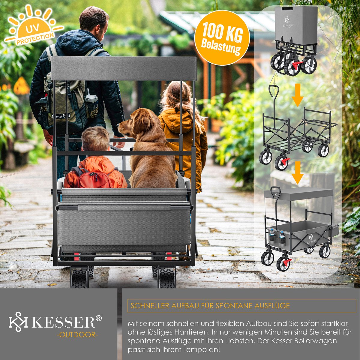 KESSER® Bolderkar - Opvouwbaar - Bolderwagen - Grijs