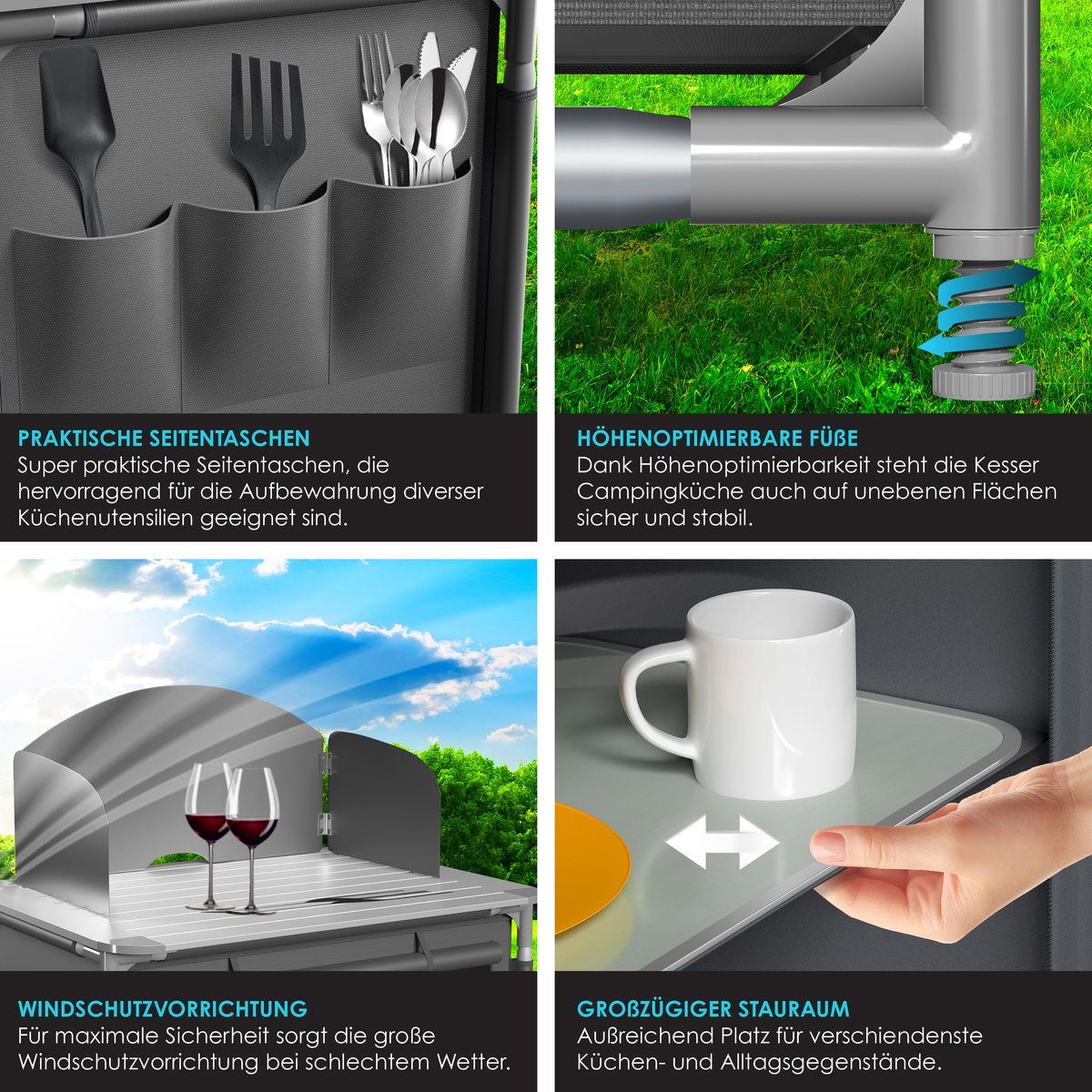KESSER® Campingkeuken Opvouwbaar - Kampeerkeuken - Grijs