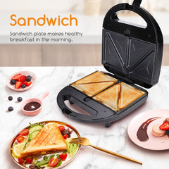 Tosti apparaat - Tosti ijzer - Contactgrill - Wafelijzer - 750W - Zwart - Aigostar