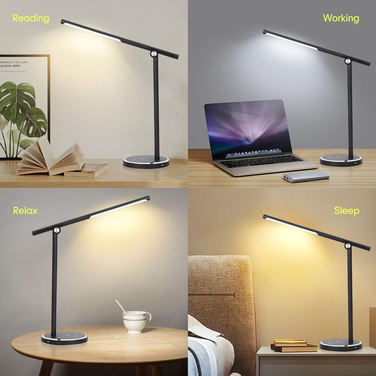 Aigostar Bureaulamp Led - Dimbaar - Touch - Leeslamp - Zwart