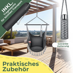 KESSER® XXL Hangstoel - 2 Kussens - Tot 150 kg - Antraciet •