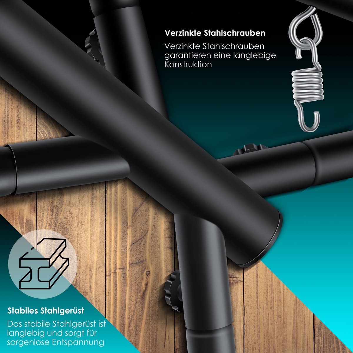 KESSER® Egg Hangstoel met Standaard - Tot 150kg - Antraciet
