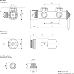 Hoekstopkraan - Inc. thermostaatknop - Zilver - LuxeBath