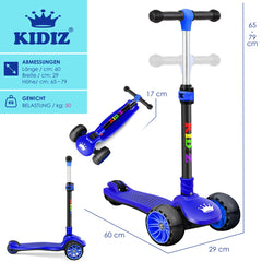 KIDIZ® Kinderstep - Opvouwbaar - Verstelbaar - City Scooter - Blauw •