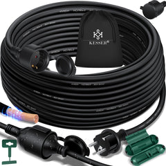 KESSER® Verlengkabel 40 meter voor binnen en buiten IP44 - Zwart