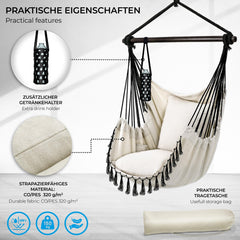 Hangstoel - Binnen & Buiten - Hangschommel - Tot 150kg - Beige - Tillvex®