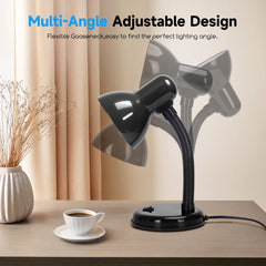 Aigostar 102KK - Bureaulamp - Tafellamp - H: 32 cm - E27 Fitting - Verstellbare Flexibele - Excl. lichtbron - Zwart •