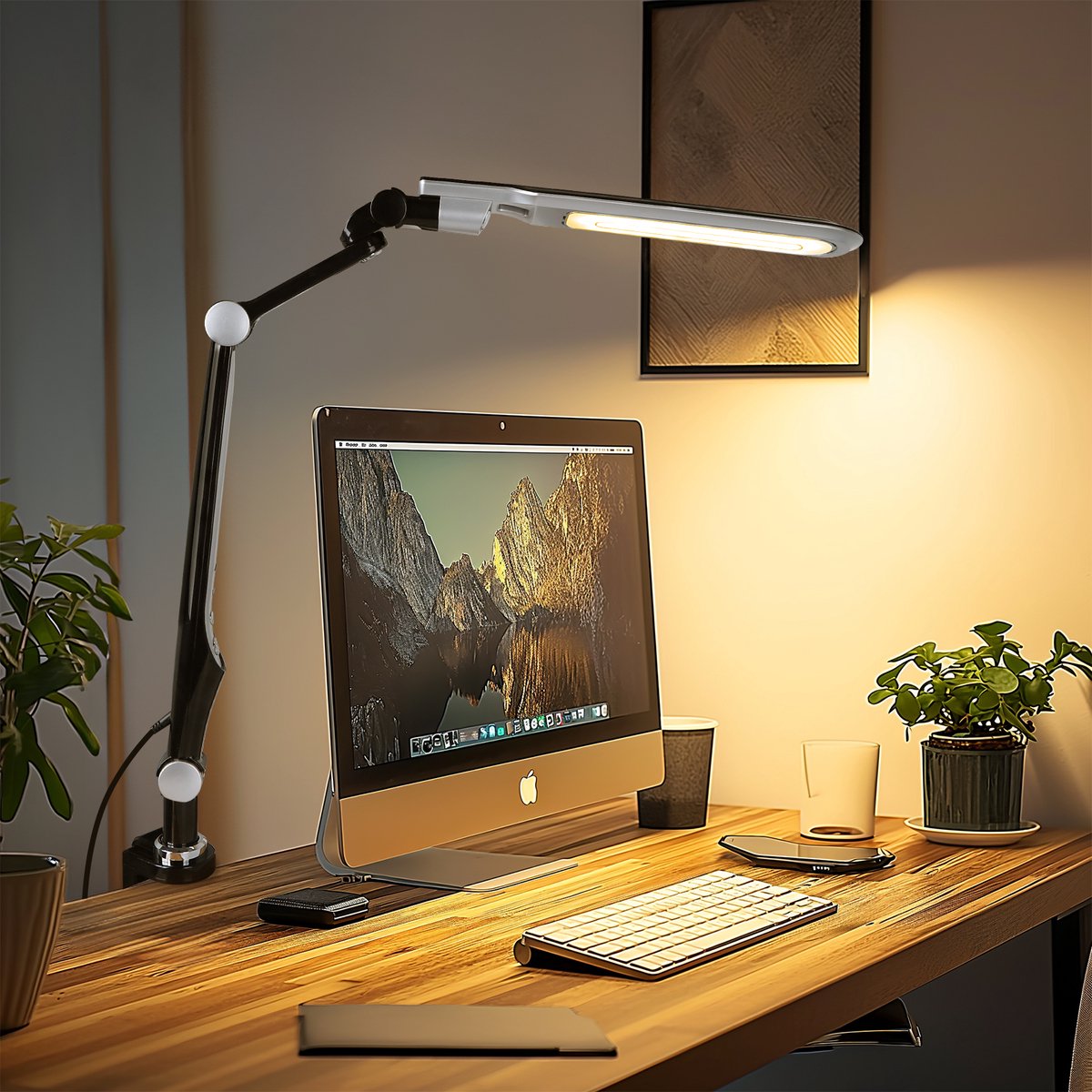 Aigostar LED Bureaulamp - Dimbaar - Opvouwbaar - Zwart