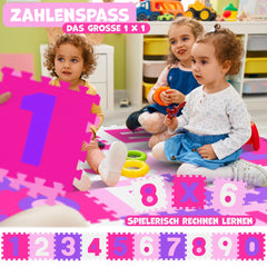 KIDIZ® 86-Delige Puzzelmat Speeltapijt Schuimmat Kindertapijt, Puzzel Cijfers en Letters Beschermende Mat - Roze
