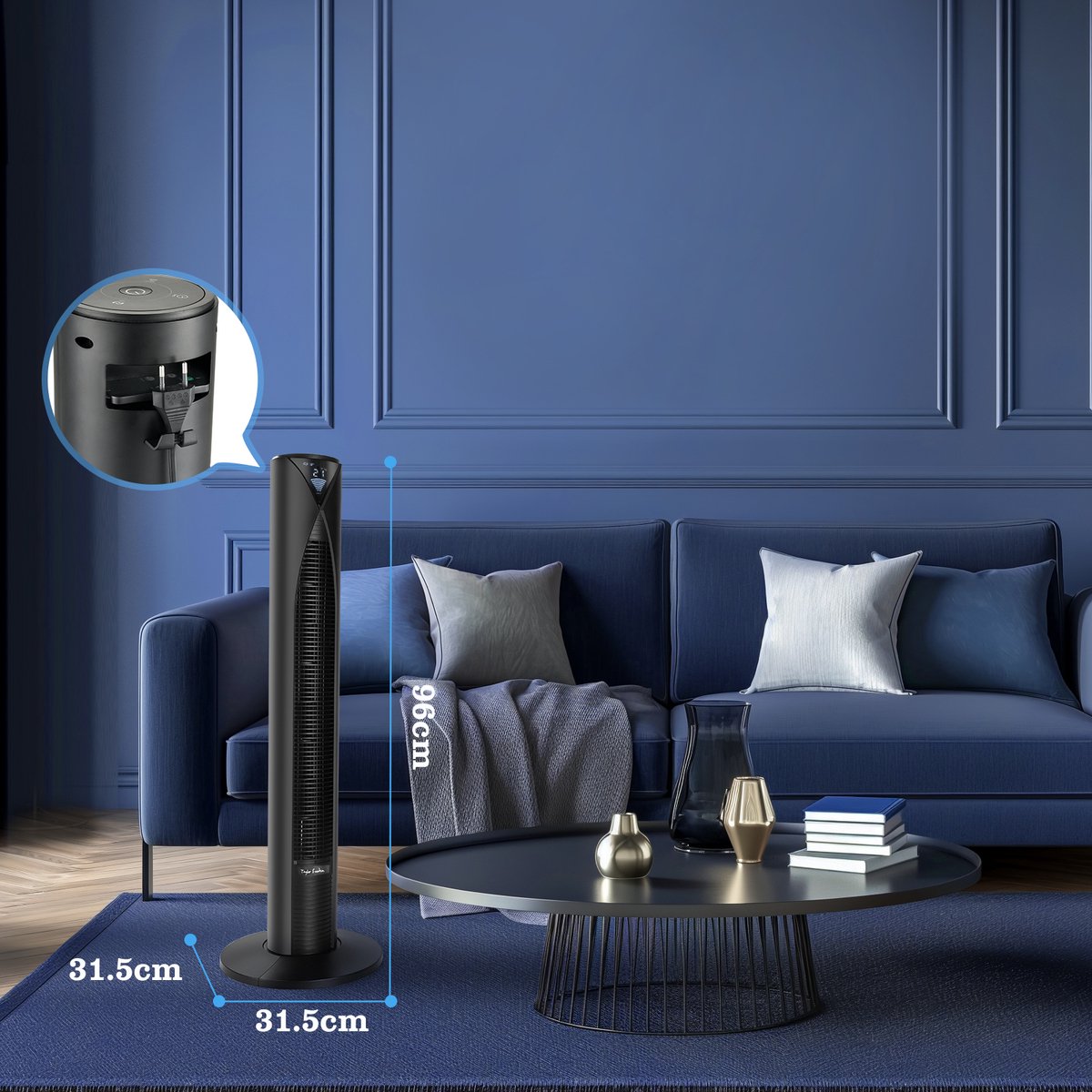 Taylor Swoden Torenventilator - Fluisterstil - Oscillatie - Zwart