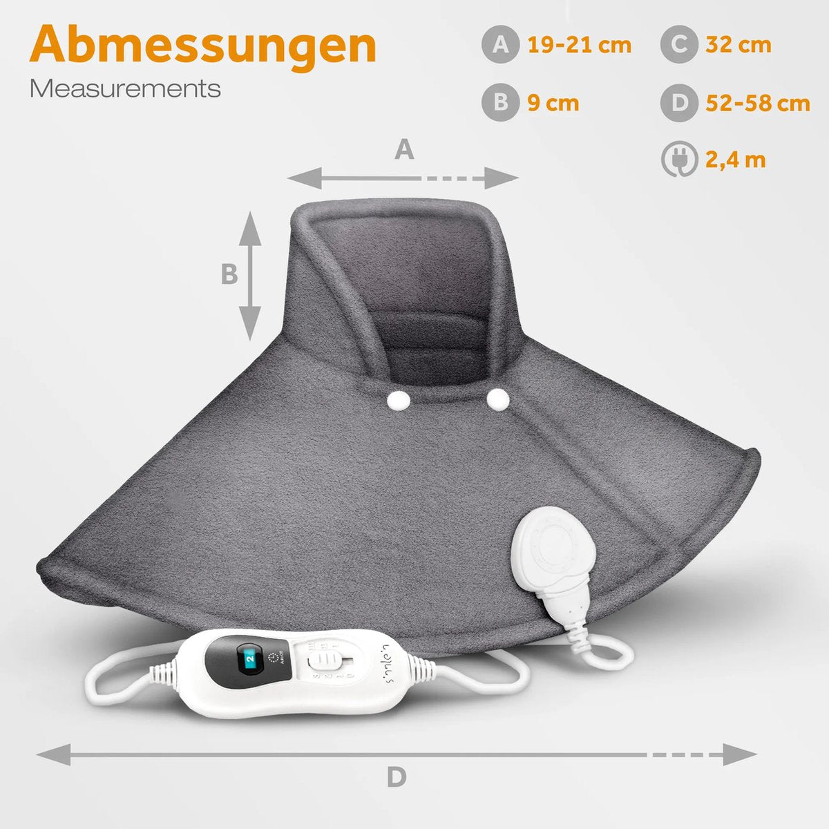 Warmtekussen - Nek en schouder - 3 temperatuurstanden - Grijs - Sinnlein®