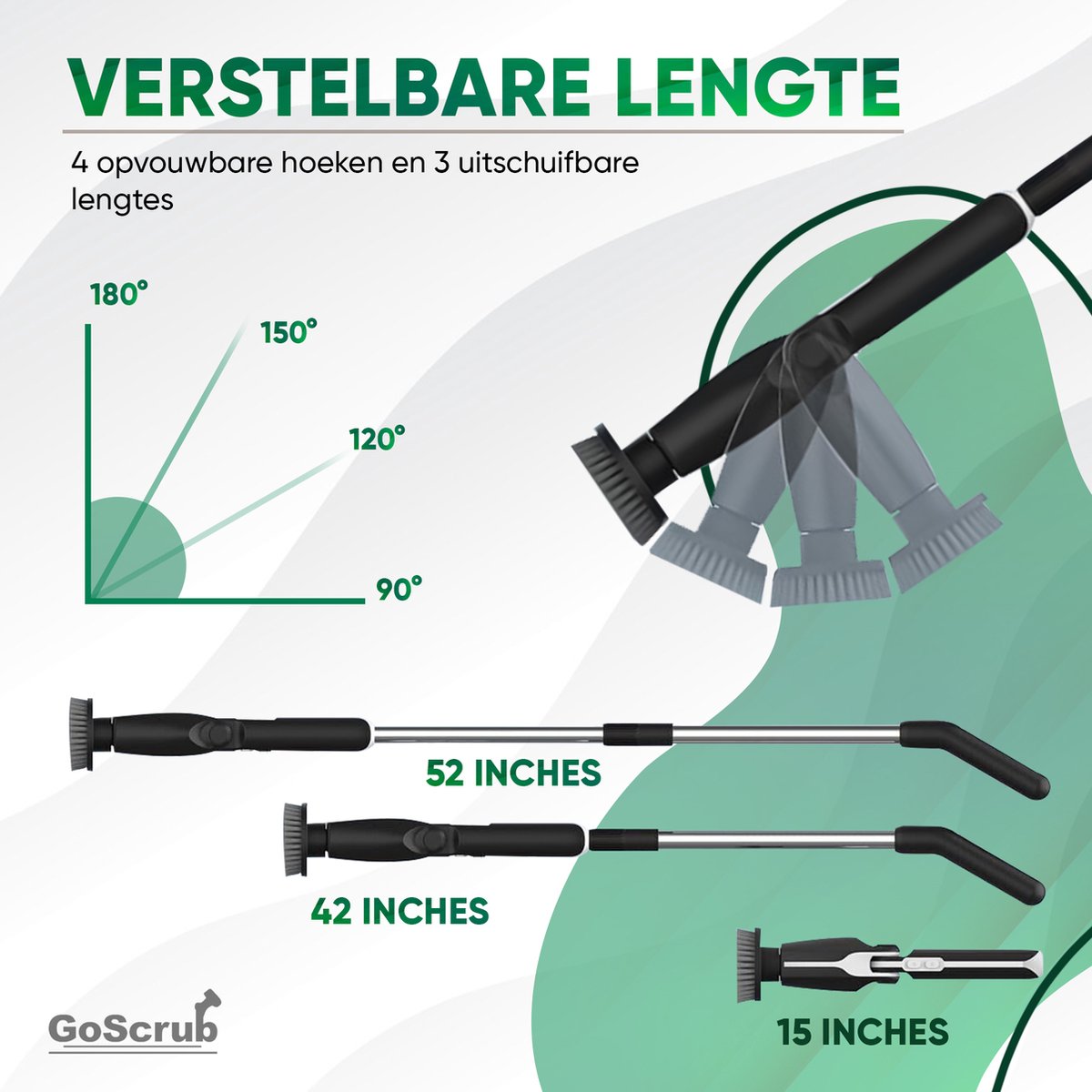 Elektrische Schoonmaakborstel – Elektrische Schrobber - Schrobborstel – Zwart - V1 - GoScrub® •