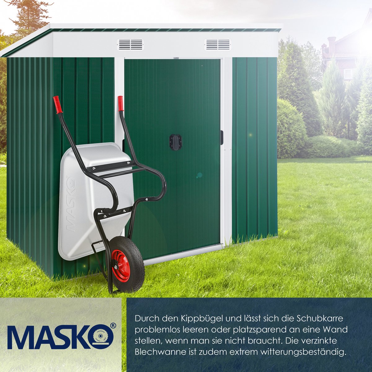 MASKO® Kruiwagen - 100L - Tot 250kg - Zilver