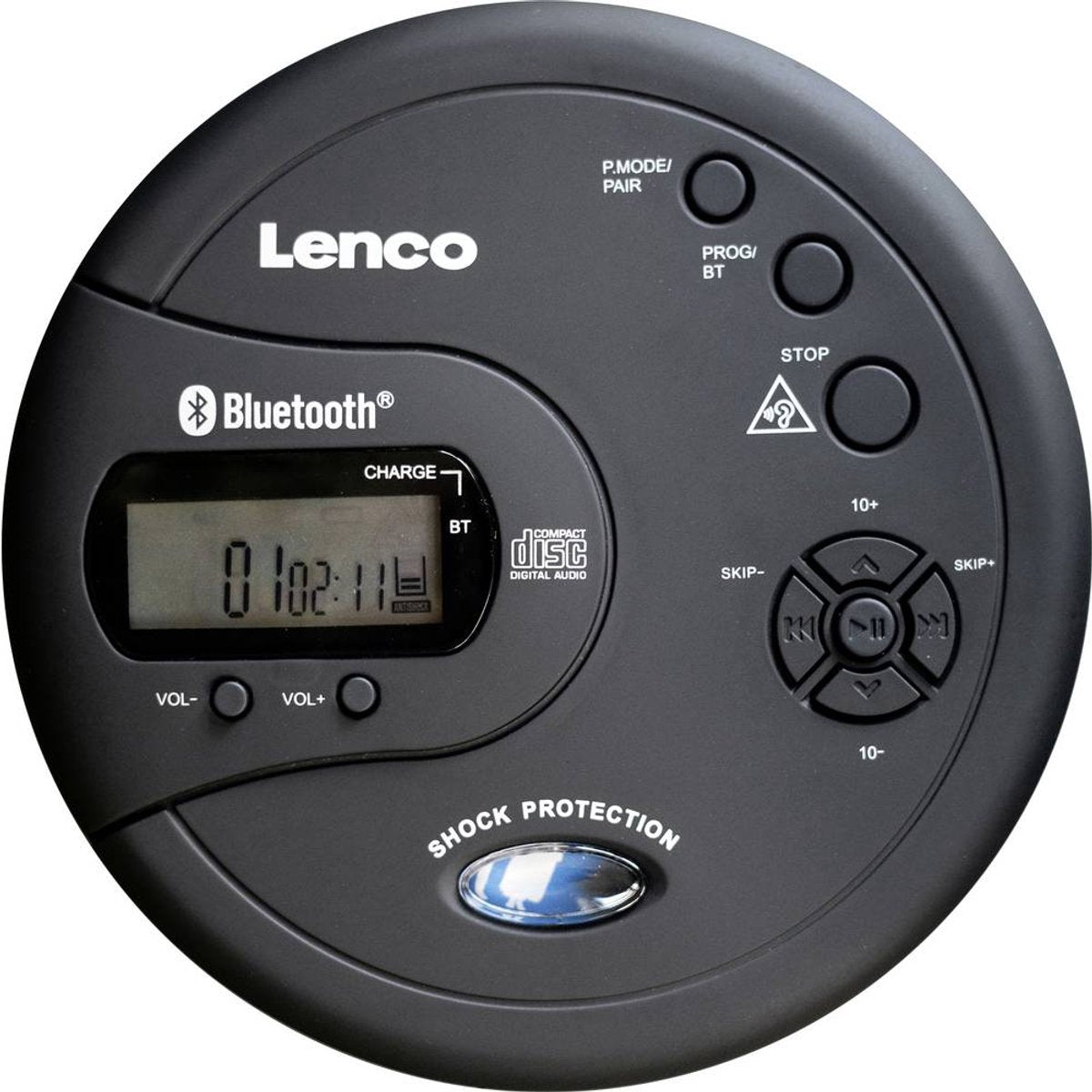 Lenco CD-300BK Discman - Draagbare Bluetooth CD en MP3 Speler - Anti-Shock Bescherming en oplaadbare Batterij - Zwart