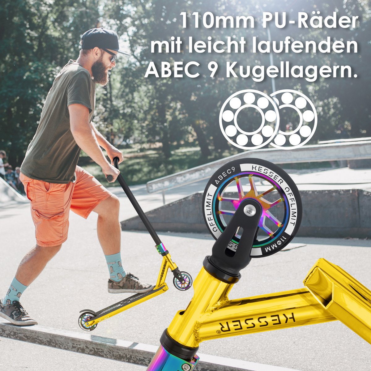 KESSER® Stuntstep voor Volwassenen en Kinderen - Kinderstep - Goud