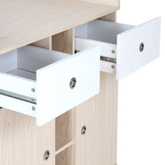 Infantastic - Babycommode met 2 grote lades en 5 vakken - Ladekast met Opbergrumte - Veelzijdig Omkleedmeubel met Organiser - 90x69x92 cm (LxBxH) - Eiken-Fineer