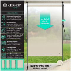 KESSER® Klemzonwering, 150 x 310 verticale zonwering voor buiten, uitschuifbaar en ondoorzichtig