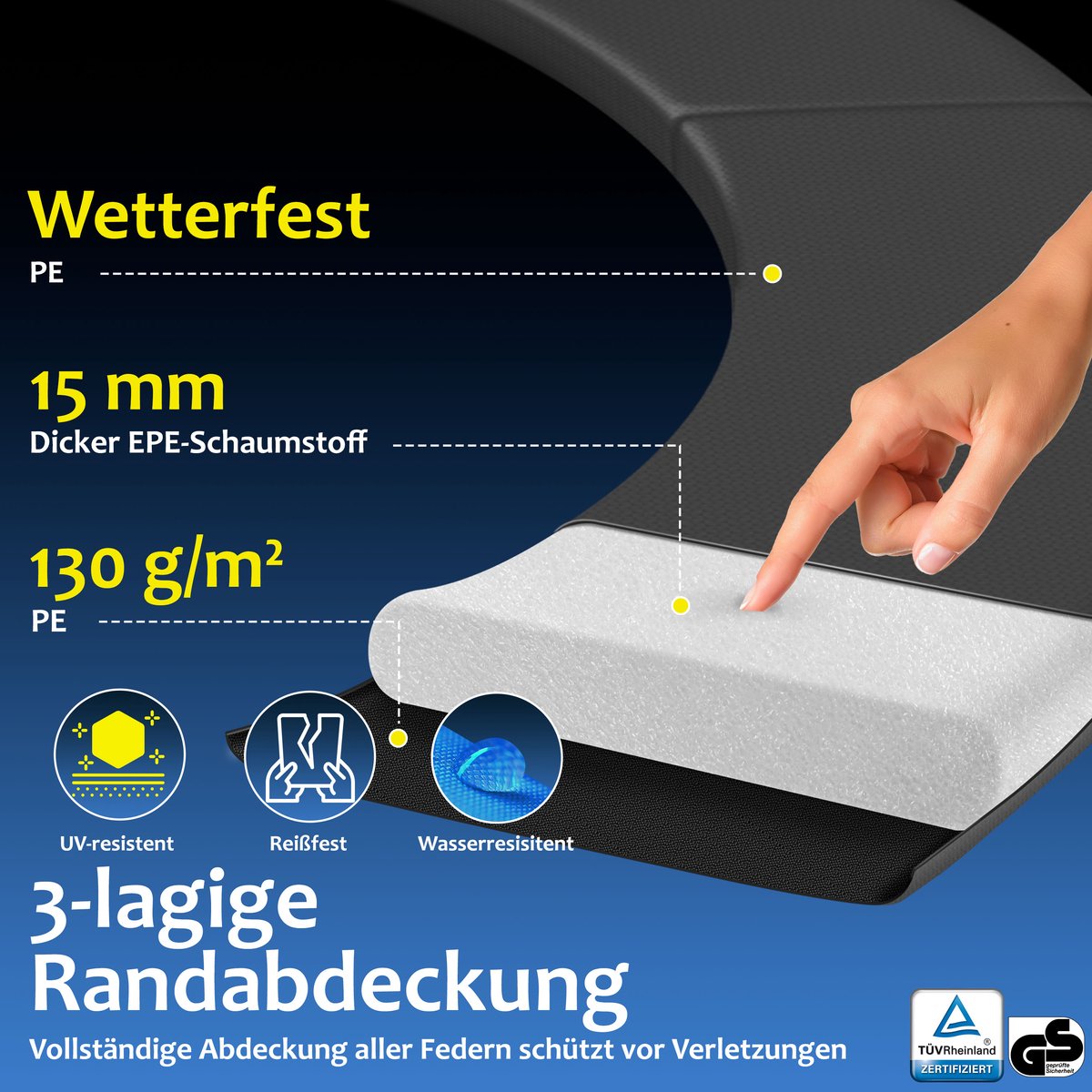 KESSER® Trampoline 305 cm - Veiligheidsnet en Ladder - tot 150 kg belasting - Oranje