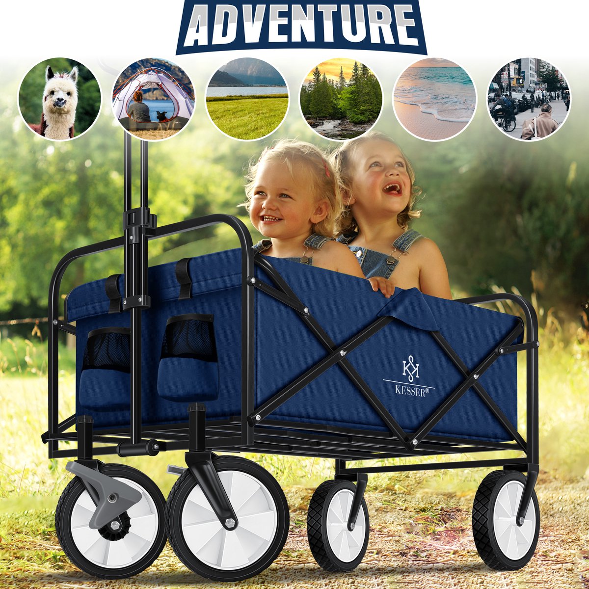 KESSER® Bolderkar - Opvouwbaar - Bolderwagen  - Blauw