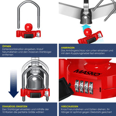 MASKO® Disselslot - Koppelingsslot - Aanhangwagenslot - Rood