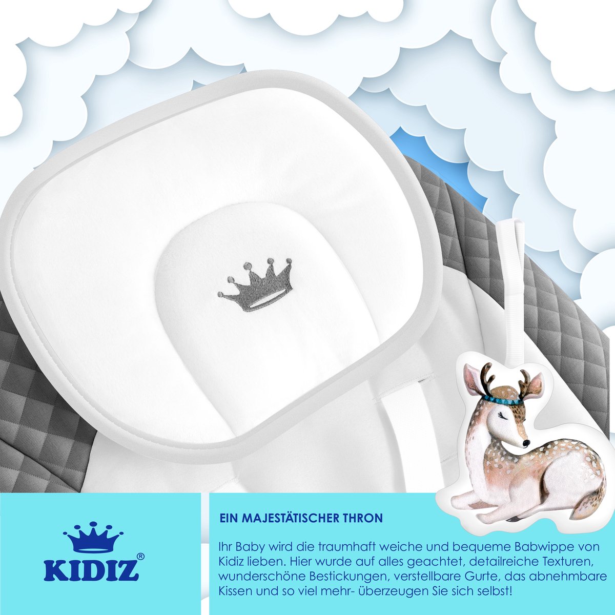 Wipstoel - Babyschommel - Baby Swing -  max 9kg - Antraciet - KIDIZ®