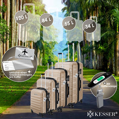 KESSER® Reiskofferset - 4-delig - ABS- Kofferset - Champagne