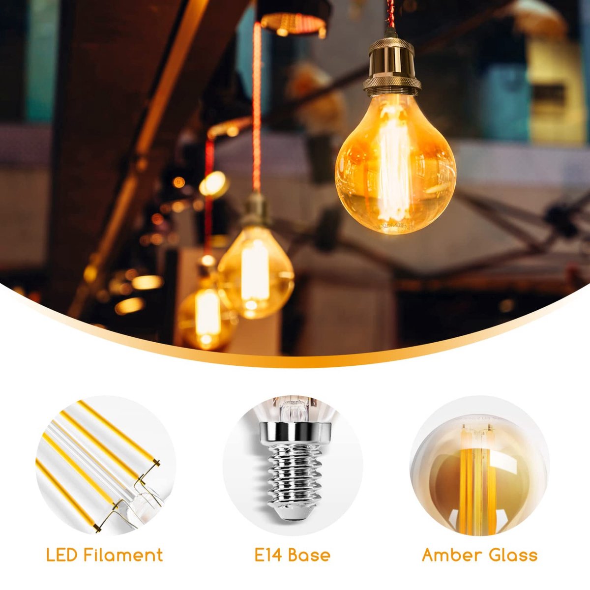 Aigostar LED Filament lamp - Dimbaar - 4W - E14 - 5 Stuks