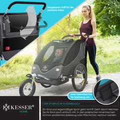 KESSER® Fietsaanhanger met vering - Max. 40kg - Grijs