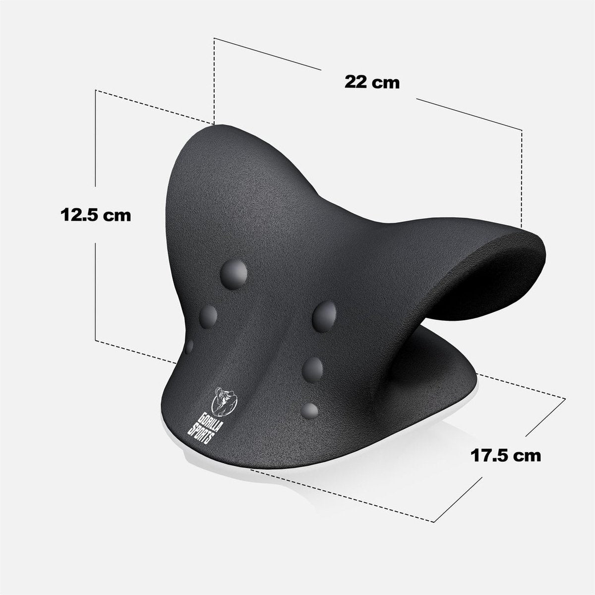 Gorilla Sports Nek Stretcher - Voor Nek- en Schouderpijn - Massagepunten & Ergonomische Ondersteuning - Compact & Lichtgewicht - Zwart