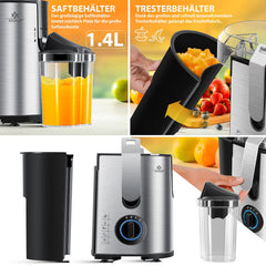 KESSER® Sapcentrifuge - Juicer voor Groenten & Frui - 1100W - Zilver