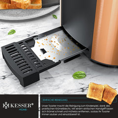 Broodrooster - Toaster - 4 sleuven - 1250W - Koper