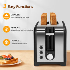 Broodrooster - Toaster - 2 sleuven - 930W - Zwart