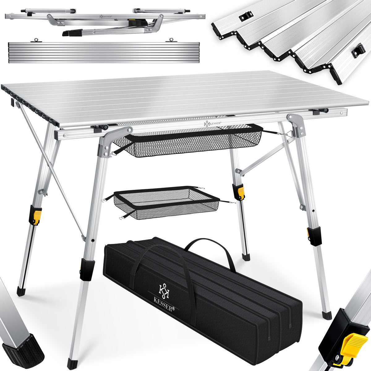KESSER® Campingtafel inklapbare Tafel - Vouwtafel voor Buiten en Camping 90 x 53 cm - Zilver