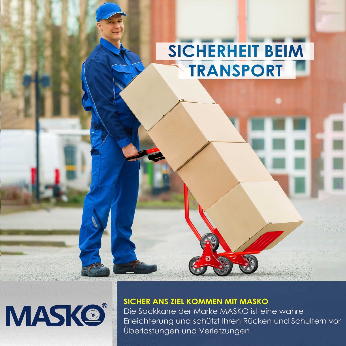Masko® Steekwagen - Opvouwbaar - Transportwagen - Trappenklimmer - Rood