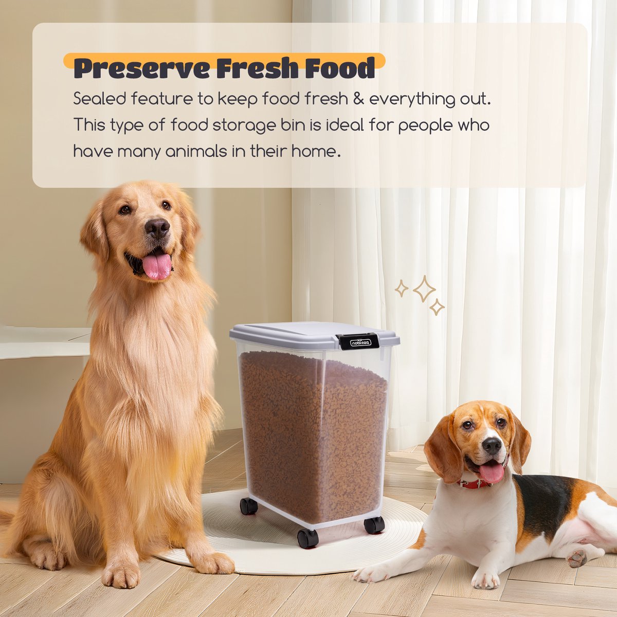 Voerton - Voedselcontainer - Voercontainer - 30L - Transparant - Nobleza