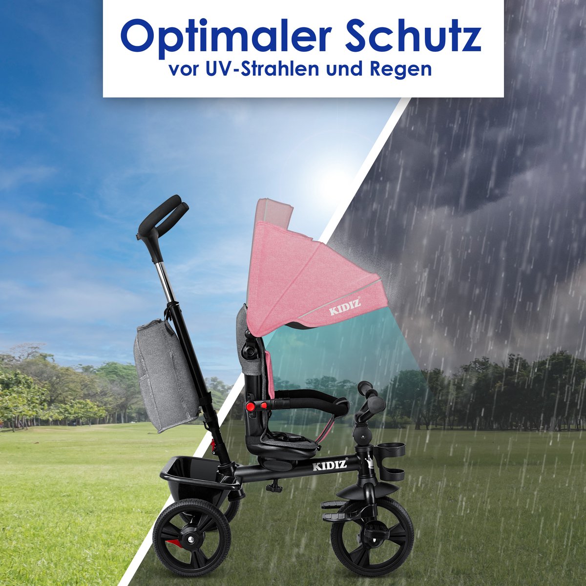 KIDIZ® 5in1 Kinderfiets - Loopfiets - Driewieler - Roze •