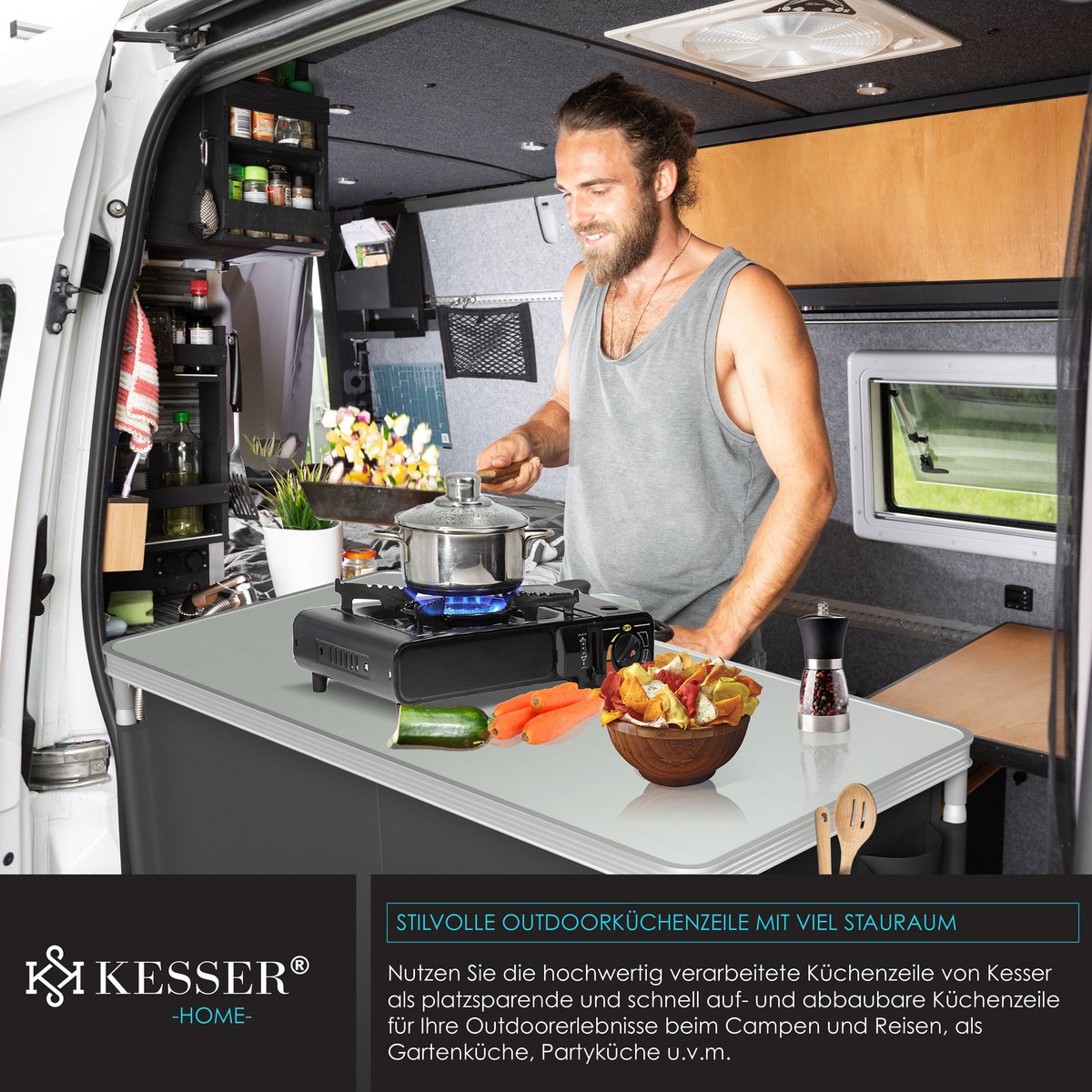 KESSER® Campingkeuken Opvouwbaar - Kampeerkeuken - Antraciet