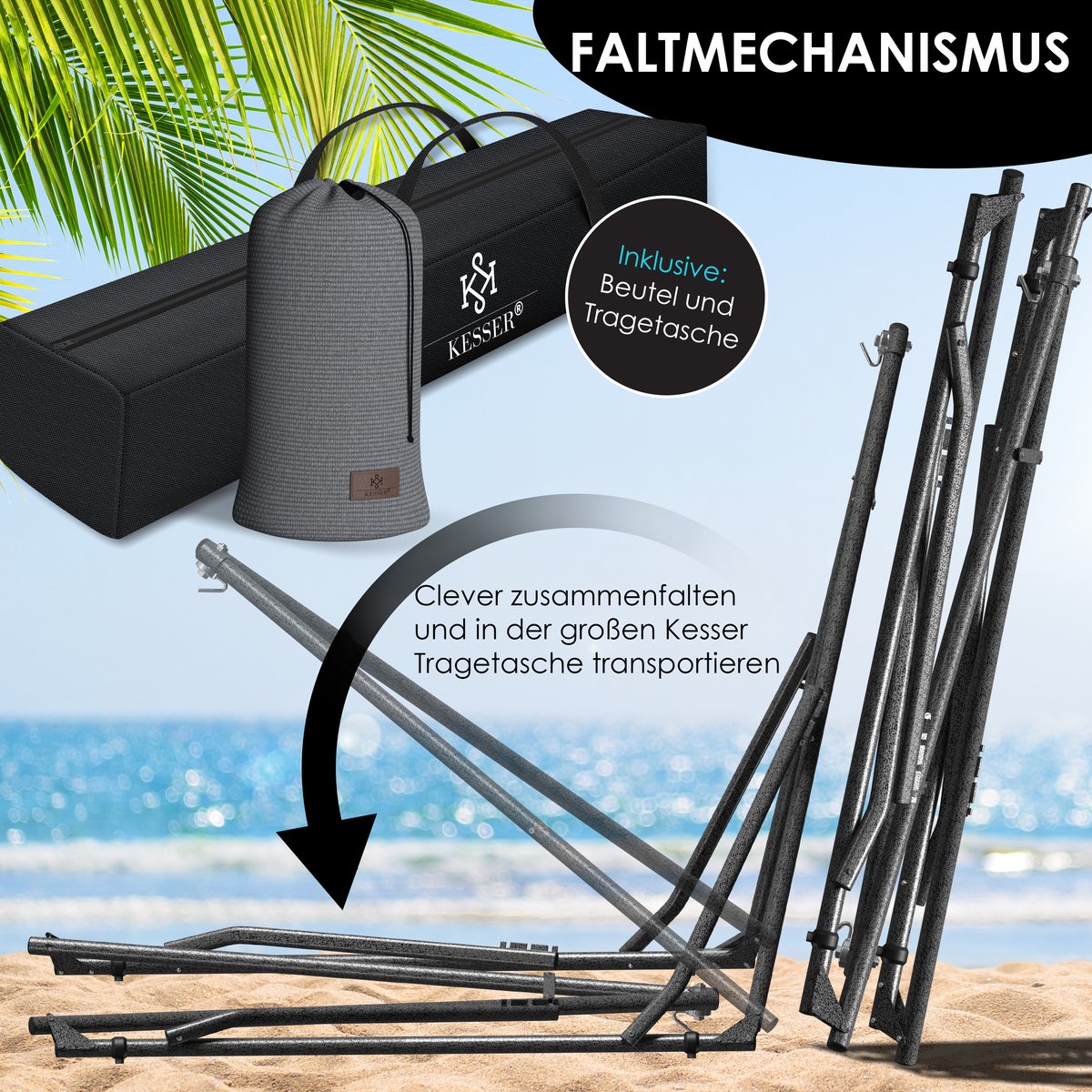 KESSER® XXL Hangmat 2 personen - Tot 200kg - Metalen Frame - Grijs