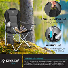 KESSER® Campingstoel - Visstoel - Vouwstoel - Antraciet