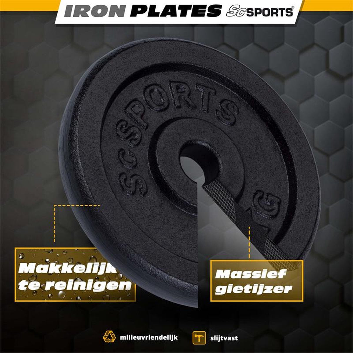 Halterschijven - Halter gewichten - 30 mm - 2x5 kg - Gietijzer - ScSPORTS®