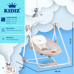 KIDIZ® Baby Swing - Wipstoel - Babyschommel - max 9kg - Beige