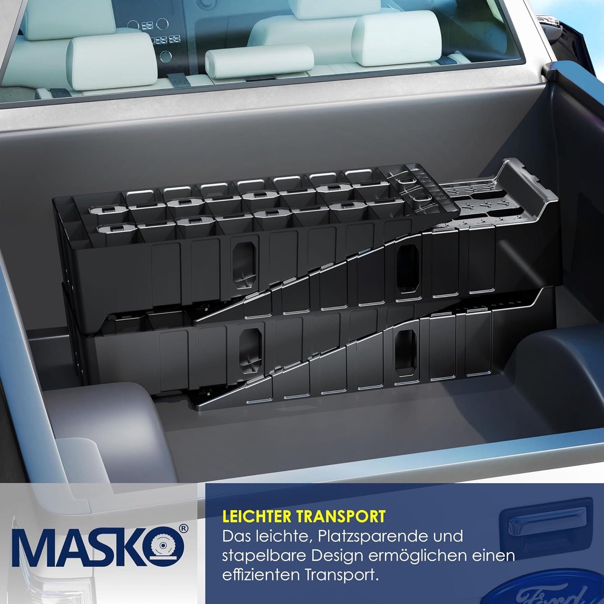 MASKO® Oprijplaat - set van 2 - tot 7 ton - Antisliplaag - Overrijbeveiliging - Zwart •