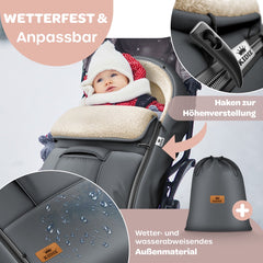 KIDIZ® Voetenzak voor Autostoeltje en Buggy met Ritssluiting - Baby Slaapzak Deken voor Maxi-Cosi & Wandelwagen / Kinderwagen - Antraciet •