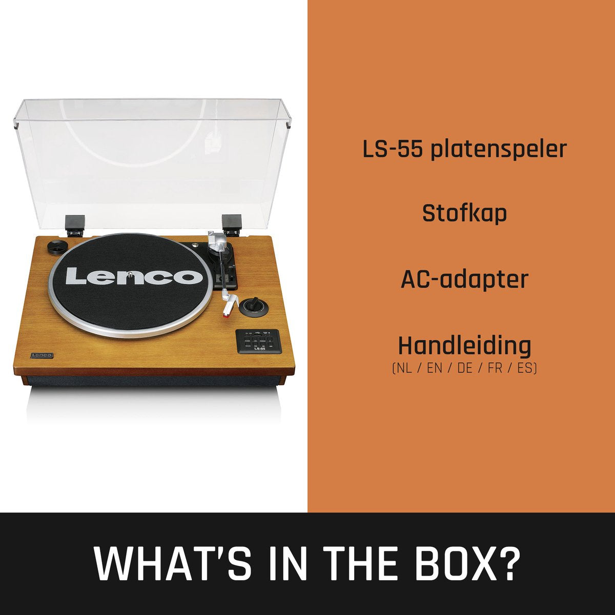 Lenco Platenspeler met Bluetooth - Ingebouwde Speakers - Auto-stop - LS-55WA - Hout •