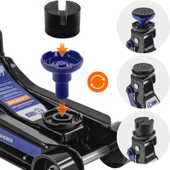 ECD Germany Hydraulische krik tot 2,5 ton, hefhoogte 80-360 mm, 2 x rubberen pad en SUV-adapter, hydraulische garagekrik met 360° wielen, autowiel, wielwissel, montagehulp •